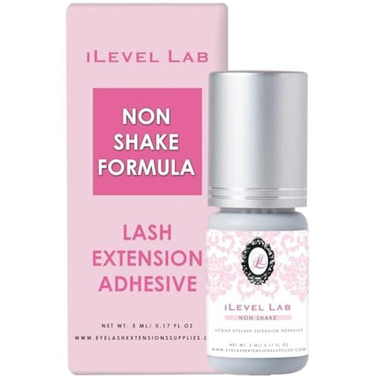 Non Shake Extra Strong Eyelash Extension Glue iLevel Lab - No Need to Shake (0.17fl.oz / 5ml) / 0.5 Sec Dry/Retention ? 4 Weeks/Black Adhesive/Professional Supplies
