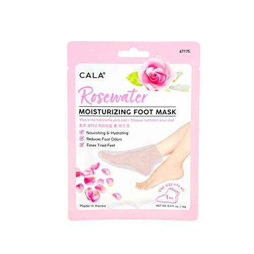 Cala Moisturizing Pedicure Foot Masks [Pack of 3 Foot Moisturizing Socks] (Rosewater)