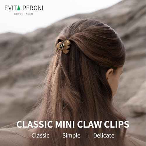 EVITA PERONI Small Hair Clips, Mini Hair Clip for Hair, Little Tiny Claw Clips for Women Girls, Caramel Brown