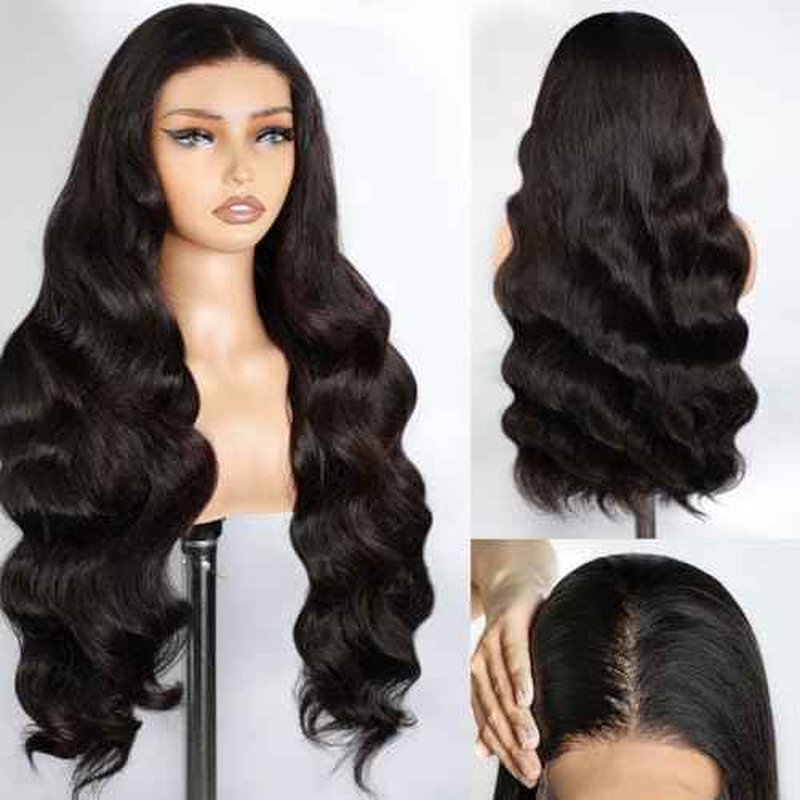 IWISH Body Wave Wig Human Hair 5x5 HD Lace Closure Glueless Wig Pre Plucked Human Hair Lace Front Wigs for Women Natural Black Color 28 Inch