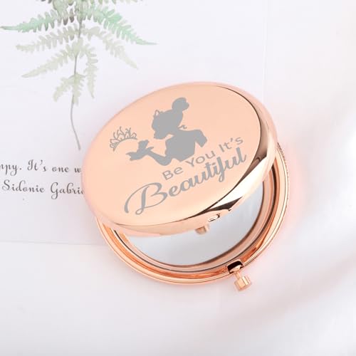 UJIMS Princess The Frog Inspired Gift Be You It¡¯s Beautiful Princess Compact Mirror Frog Lover Gift Fandom Gift (BeYouBeautiful Mirror)