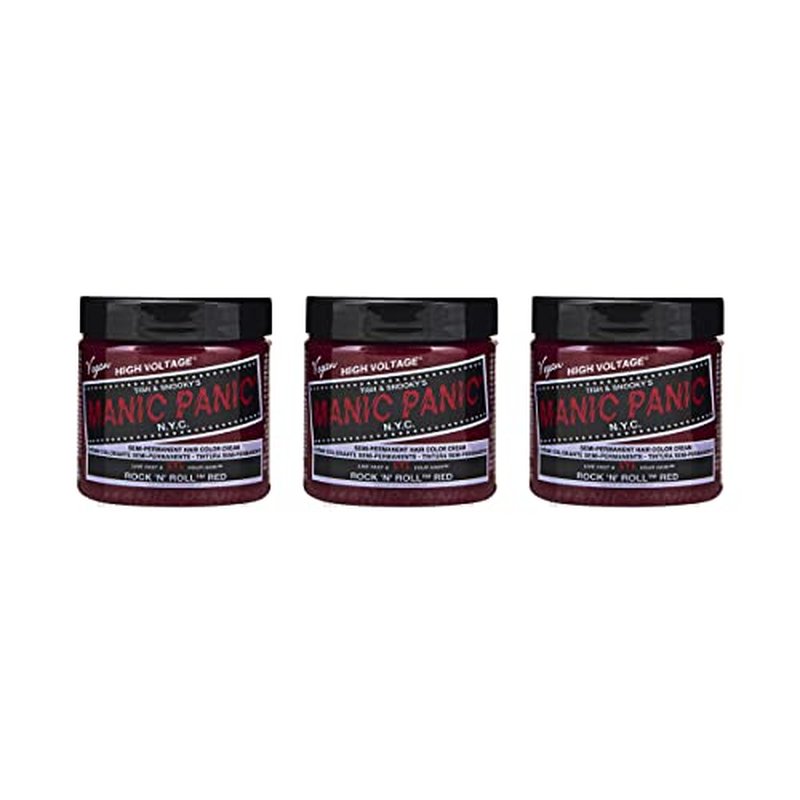 MANIC PANIC Classic Rock N Roll Red Semi Permanent Hair Color - Warm Medium Red Hair Dye for Women & Men That Lasts 4-6 Weeks - Vegan, Ammonia & Cruelty-Free - Create & Mix Custom Shades (4oz / 3pk)