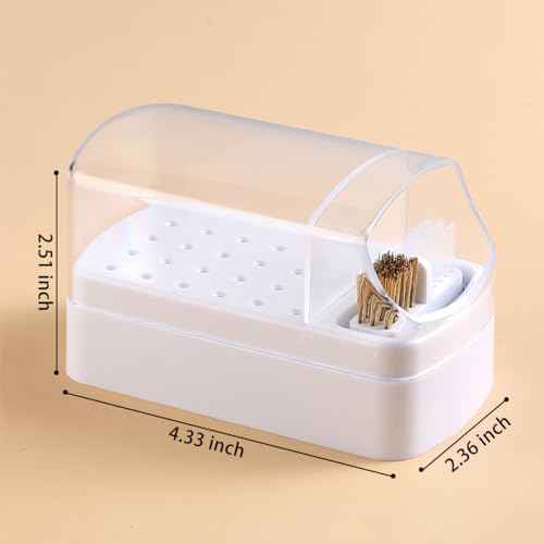 2 in 1 Nail Drill Bit Holder and Nail Drill Bits Cleaner Brush Case, 30 Holes Nail Drill Bits Organizer Display Stand Container Box, Manicure Drill Cleaning Brush, Professional Nail Tools