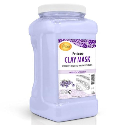 SPA REDI - Clay Mask, Lavender and Wildflower, 128 Oz - Pedicure and Body Deep Cleansing, Skin Pore Purifying, Detoxifying and Hydrating - Natural Bentonite Clay, Infused with