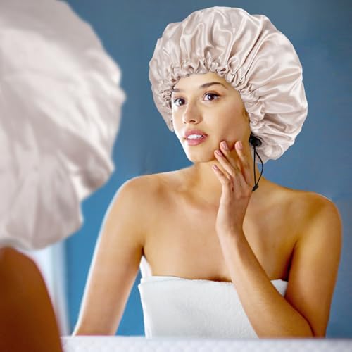 Satin Silk Bonnet For Curly Hair Bonnet Braid Bonnet For Sleeping Bonnets For Women Large Double-layer Adjustable