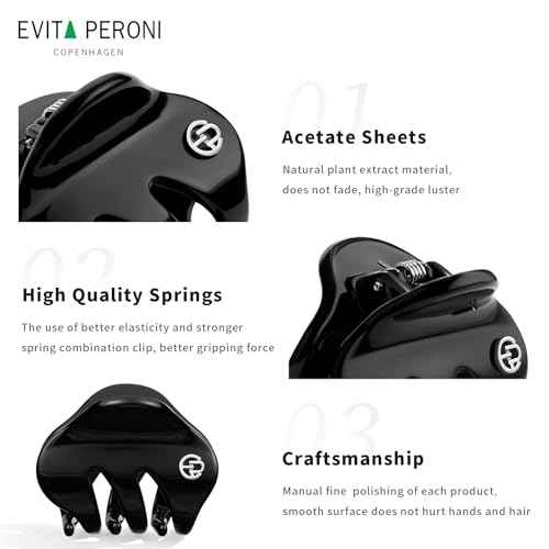 EVITA PERONI Small Hair Clips, Mini Hair Clip for Hair, Little Tiny Claw Clips for Women Girls, Caramel Brown