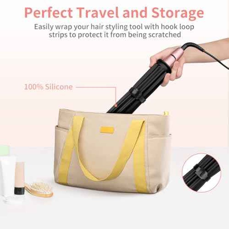 Large Silicone Heat Resistant Mat for Hair Tools, Heat Mat for Curling Iron, Vanity Pad Accessories/Organizer, Portable Hair Styling Hot Tools Mat for Home Travel Salon, with Sticky Tape (Cream)
