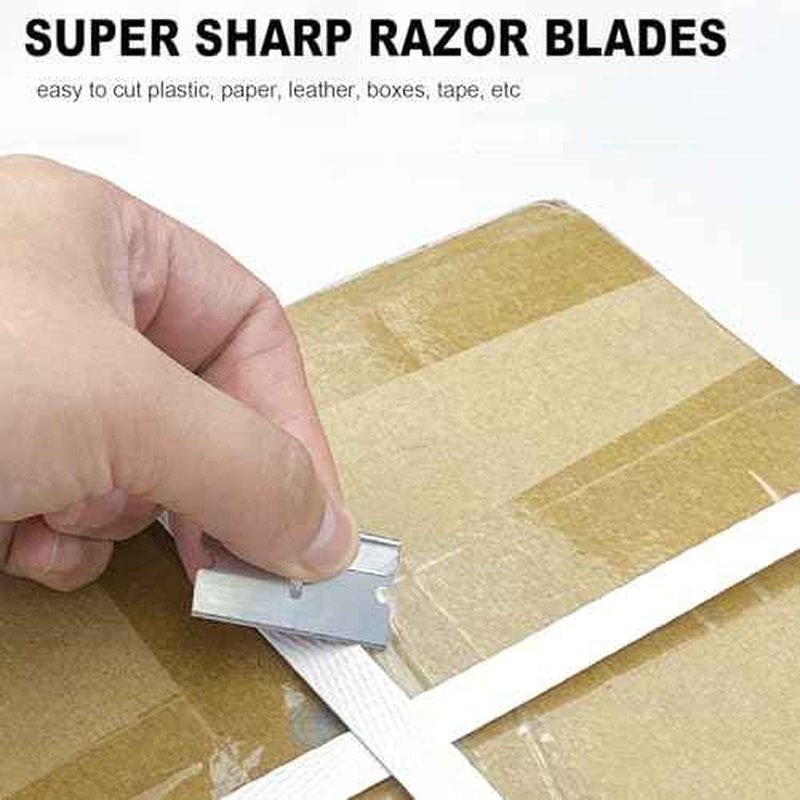 Great Andrew Single Edge Razor Blades, 100 Pack Straight Edge Razor Blade, Safety Blade Refills, Blade Scraper for Box Cutting, Crafts, DIY, Heavy Duty & Industrial Use