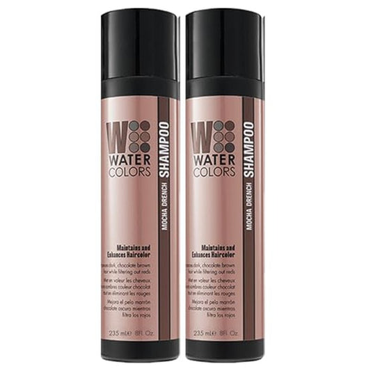 Watercolors by Tressa 3-in-1 Color Depositing Shampoo, Semi Permanent Hair Color, Hair Dye Shampoo for Curly, Dry, and Normal Hair, 8 fl oz - MOCHA DRENCH (2 Count)