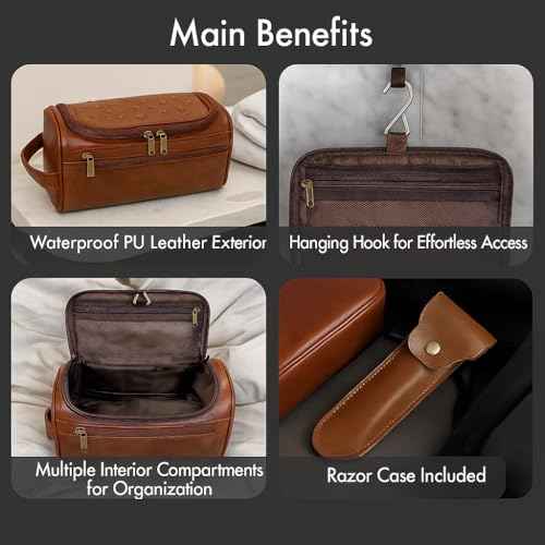Mens Travel Bag Toiletry with Razor Travel Case-Durable Zippers & Waterproof Lining, Spacious Yet Compact, Hanging Kit for Business Travel, Groomsmen & Dad Gifts-boys toiletry bag