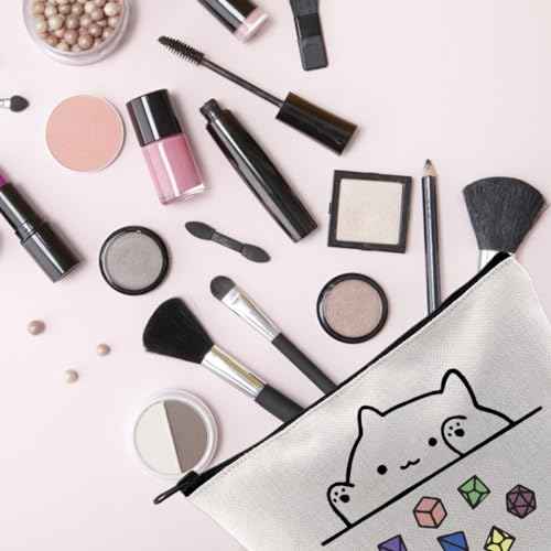 TSOTMO Cat Throwing Dice Bag of Holding Zipper Pouch Gamer Dice Game Makeup Bag Funny Gaming Gift for Women