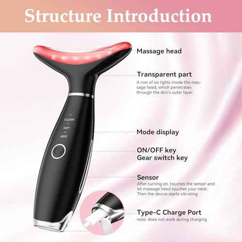 7 Colors Facial and Neck Massager,Lymphatic Contour Face Massager for Womens Skin Care- Rejuvenation- Lifting- Toning- Glow Boost-Tightening and Smooth