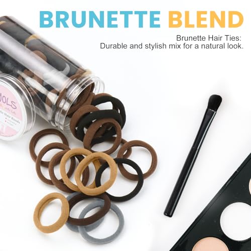 HOYOLS 100pcs Soft Hair Ties no Damage, Seamless Soft Thick Ponytail Holder Scrunchies Head Bands No Crease for Women Girls (Brunette Brown Set)