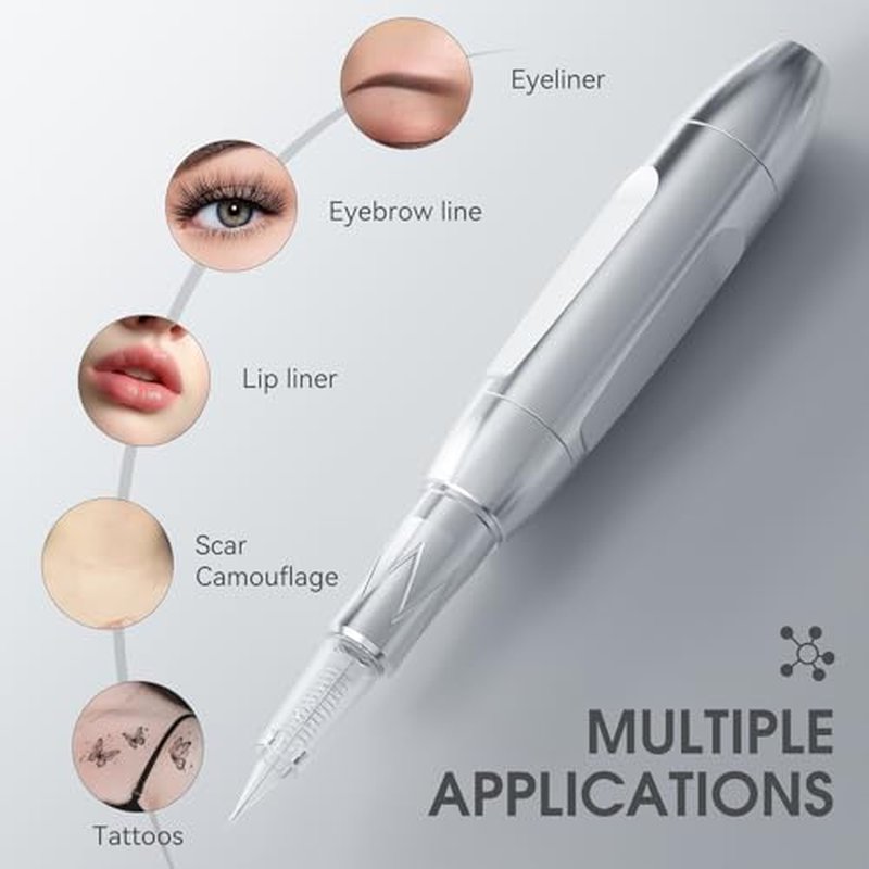 Charme Princesse Permanent Makeup Machine Tattoo Kit with Manual Pen Eyeliner Eyebrow Ruler Practice Skin Ring Cup Eyeliner Tattoo Supplies Pigments for Eyebrows EK516