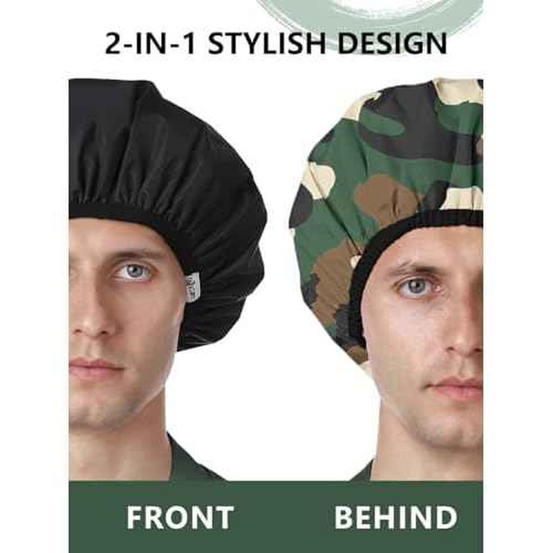 Years calm Shower Cap for Men, Waterproof Reusable Hair Cap with Dual-Layer Design, Reversible Double-Sided Use, Stretchable Elastic Band, Comfortable Fit for Shower, Gym, Hair Care & Travel