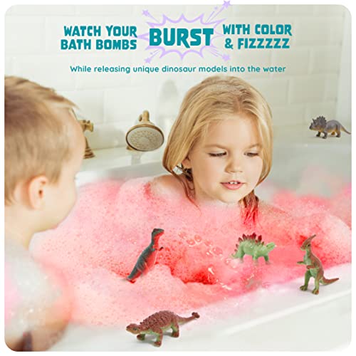 Dan&Darci Dino Egg Bath Bombs for Kids - Kid Baths Bomb with Surprise Inside - Dinosaur Toys Gift for Boys and Girls Ages 6 7 8 Years Old Gifts - Fun Educational Toy Fizzy - Basket Stuffers