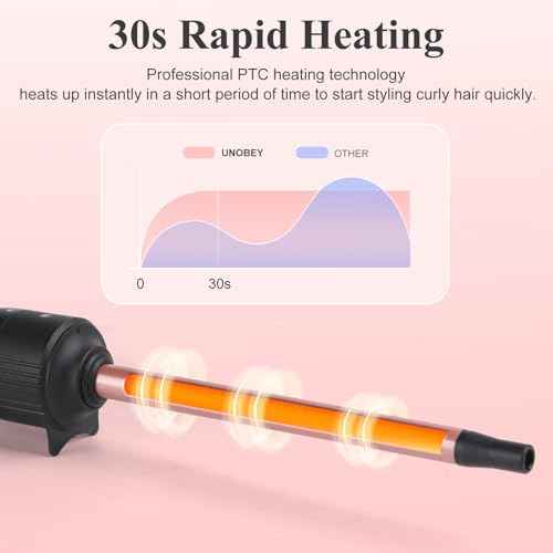 Curling Wand Professional Ceramic Hair Curling Iron 13mm for Short to Long Hair Styler Curler with Glove, Rapid Heating, Dual Voltage