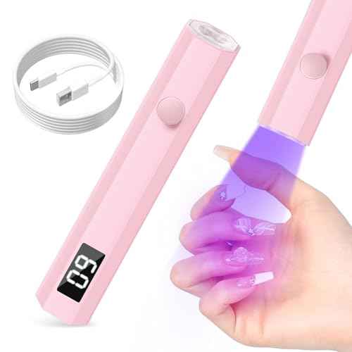 UV Nail Light Handheld UV Light for Nails 3W Portable Led Lamp with 2 Timer Settings 20/60s for Gel Polish Home DIY Salon Women(Pink)