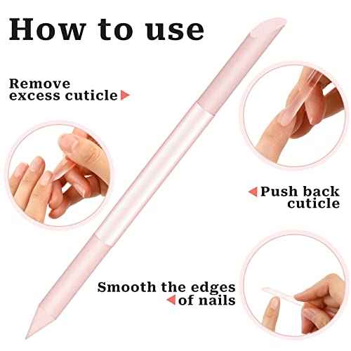 Glass Cuticle Pusher Set of 2 Cuticle Remover Tool Nail Cuticle Trimmer Double Sided Glass Manicure Stick Angled Cuticle Filing Pusher