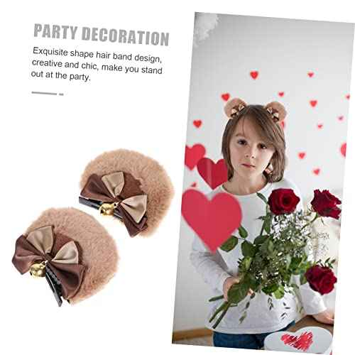 FRCOLOR 2 Pairs Bear Ear Hair Clips - Cute Women's Barrettes & Animal Ears Headband - Kawaii Anime Hair Accessories