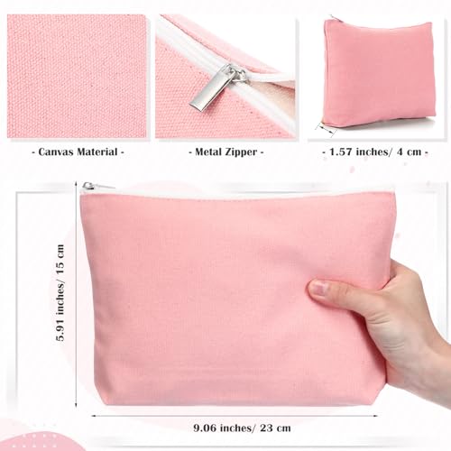 Reginary 10 Pcs Canvas Makeup Bags Bulk for Women Blank DIY Pencil Pouch Travel Toiletry Cosmetics Bags Gift for Christmas Breast Cancer Awareness Thanksgiving Wedding Nurses Teacher(Boho Color)