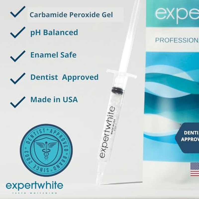 Teeth Whitening Gel Refills (6-gels). Made USA. 44 percent Carbamide Peroxide Tooth Bleaching Gel bleach For Invisalign style trays, Dental Grade Tooth Whitener. 6 syringes