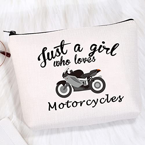 CMNIM Motorcycle Gifts for Her Just a Girl Who Loves Motorcycles Makeup Bag Motorcycle Biker Girl Woman Rider Gifts (Motorcycles Makeup Bag)