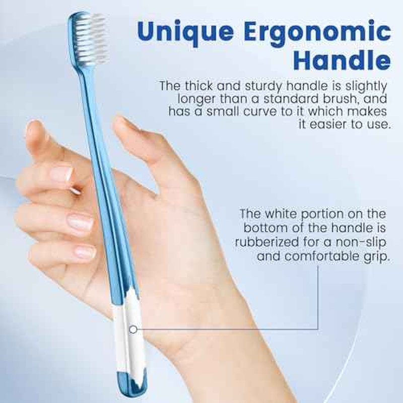 Soft Toothbrushes for Adults, Manual Soft Bristle Flossing Toothbrush with Covers, Periodontist Design Tapered Bristles for Sensitive Teeth and Gums, 6 Count
