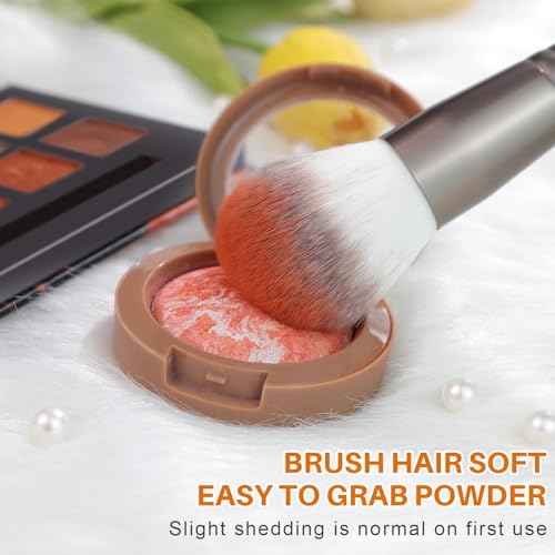 START MAKERS 15PCS Professional Makeup Brushes Set, Premium Synthetic Foundation Powder Concealer Eyeshadow Blush Kabuki Brushes Kit, MakeUp Brushes with 2 Makeup Sponges, Dual-Sided Mirror