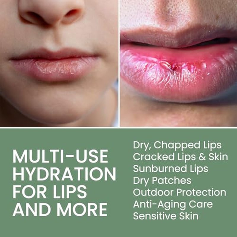 Organic Lip Treatment Balm Ultra Hydrating & Nourishing Care for Dry, Chapped, Cracked Lips & Skin, Visibly Smooths Wrinkles & Fine Lines, Natural Skin Care, 6 Pack Gift Set, Women and Men