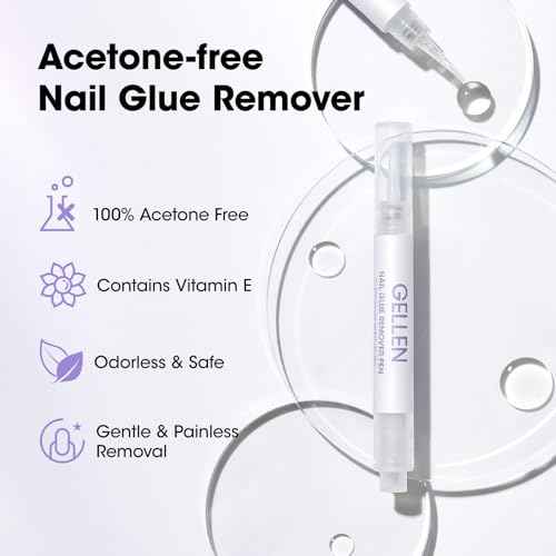 Gellen Nail Glue Remover, 2 Pcs Upgraded Glue Remover Pen for Press on Nails, Non Acetone Press on Removal, 10s Quick Remove for Nail Tips Fake Nails Solid Glue Gel