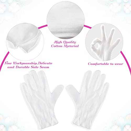 Paxcoo 12 Pairs XL White Cotton Gloves for Dry Hand Moisturizing Cosmetic Eczema Hand Spa and Jewelry Inspection