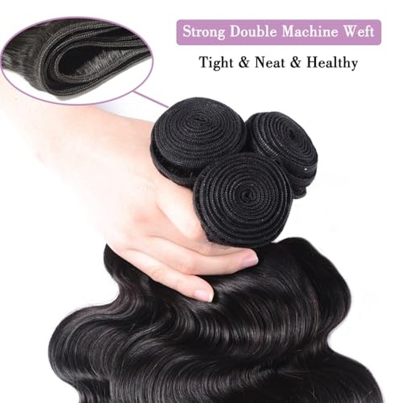 12A Human Hair Bundles 14 14 14 Inch Body Wave Bundles Human Hair Extensions 300g Unprocessed Brazilian Virgin Body Wave 3 Pieces Deals Brazilian Quick Weave Natural Black Wavy Extensions