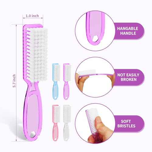Nail Brushes for Cleaning Fingernails, Handle Grip Nail Scrubber Brush, Manicure Tools Scrub Brushes Kit, Toenail Brush To Clean Under Nails Pedicure Foot Small Brush Women Men (8 Pack)