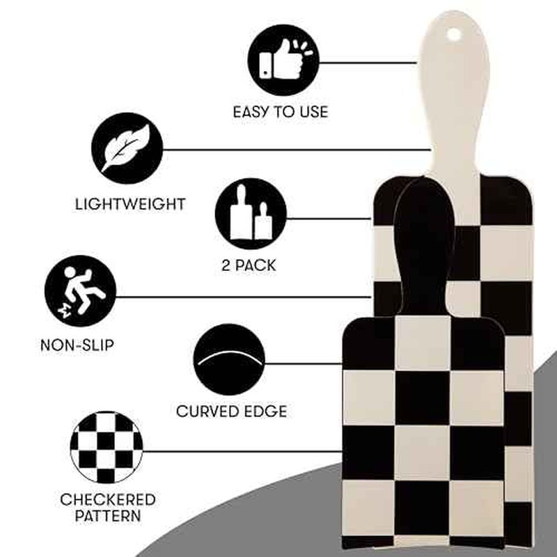 FRAMAR Checkered Balayage Board and Paddle Set - Long and Short Foil For Highlights, Highlighting Board, Hair Salon Supplies, For Enhanced Precision - 2 Pack - Cream and Black