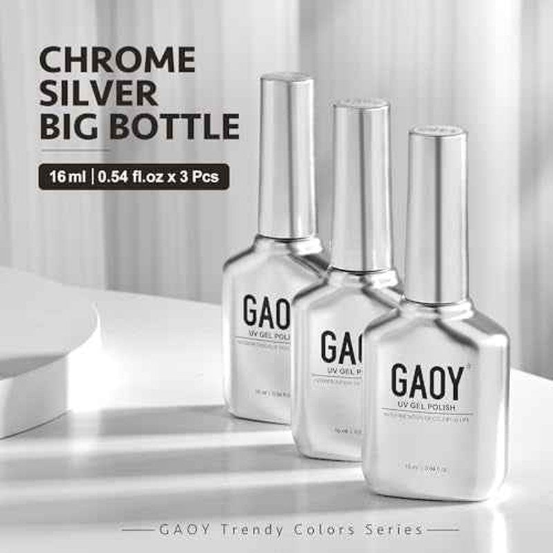 GAOY Gel Nail Polish Kit, 3 Colors 16ml Blue White Silver, Sheer Soak Off UV Gel Polish Set - Frozen Glitter