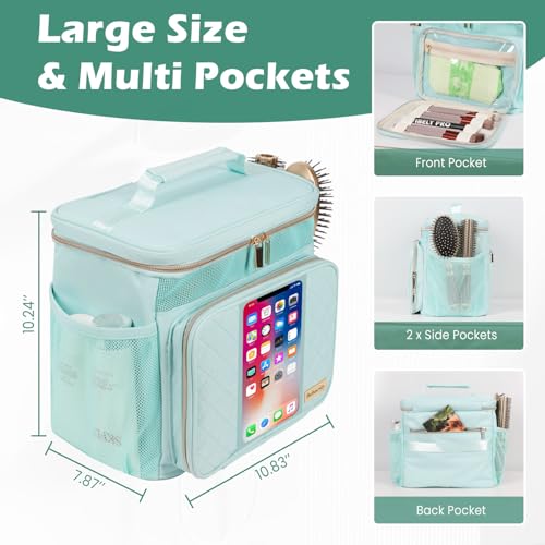 Travel Toiletry Bag for Women, Water Resistant Portable Hanging Toiletry Bags for Traveling, College Dorm, Bathroom, Gym, Shower Caddy, Organizer for Full Sized Bottles, Toiletries (Green)