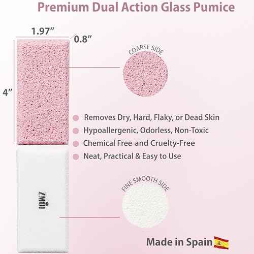 Siliglass Pumice Stone Callus Remover for Feet, Elbows, Hands, and Knees, Spain Made - 2 in 1 Pedicure Exfoliator and Scrubber for Rough, Hard Skin (1 Pack)