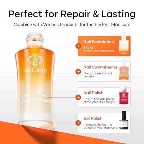 modelones Nail Strengthener and Growth Scented Nail Repair for Damaged Nails 3-in-1 Nail Hardener Extra Strong and Growth Repair Mode Gifts for Women 13.5ml 0.46 Fl Oz