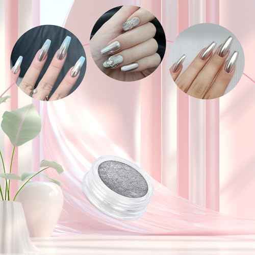 Artdone 8 Jars Chrome Nail Powder Magic White Pearl Kit Mirror Effect Silver Metallic Holographic Dip Nail Powder Decoration Iridescent Aurora Mermaid Pigment