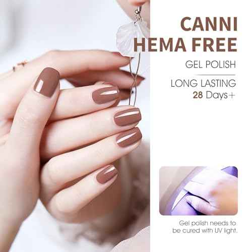 CANNI Brown Nude Gel Nail Polish Set ? 6 Colors 9ML (Beige, Chestnut, Khaki, Skin Tone, Taupe), Soak Off UV LED Nail Gel Kit for Winter Nude DIY Manicure