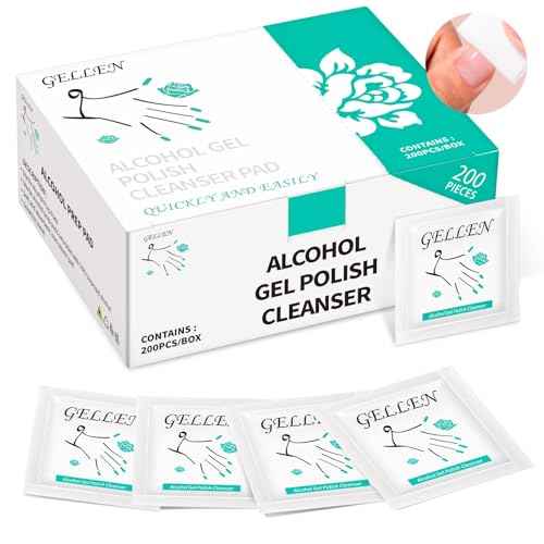 GELLEN Nail Cleanser Pads, 200 Pack Alcohol Prep Pads Nail Cleanser Wipes Remove Tacky Residue, Lint-free Glossy Wipes for Acrylic/Builder/Gel Polish Travel Individually Wrapped for Perfect Manicure
