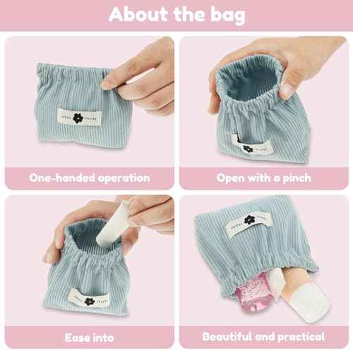 6Pcs Mini Pocket Makeup Bag Travel Corduroy Makeup Pouch Cute Small Cosmetic Bag Squeeze Top Coin Purse Portable Makeup Pouch Travel Purse Organizer Storage for Women Accessories Gift, 6pcs, Makeup