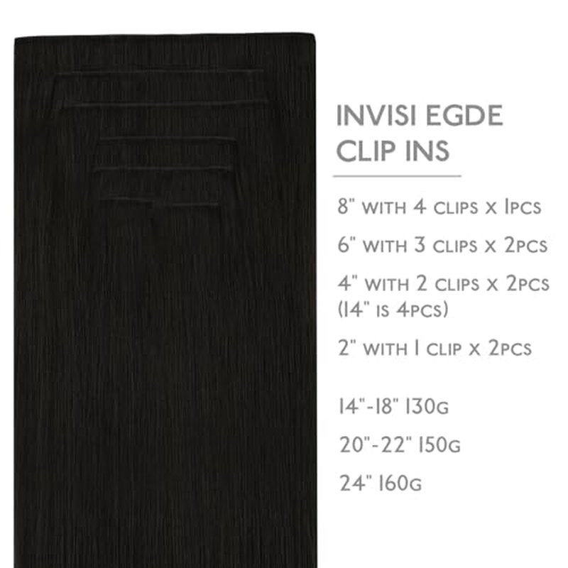 WENNALIFE Invisi Edge Clip in Hair Extensions Real Human Hair, 14 Inch 130g 9pcs Natural Black Seamless Clip in Extensions Remy Hair Clip Ins Invisible Skin Weft Straight Extensiones De Cabello Hmano