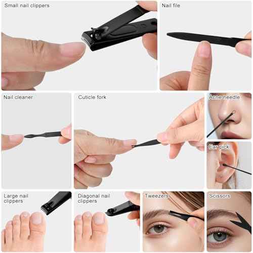 Stocking Stuffers for Men Teen Boys - Manicure Set Christmas Gifts for Men Dad Boyfriend Teens Him Professional Stainless Steel Nail Clipper Kit Personal Care Tools Accessories w/Leather Travel Case