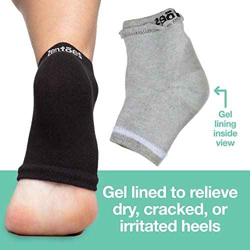 ZenToes Men's Moisturizing Cotton Sleep Socks with Vitamin E, Olive Oil and Jojoba Seed Oil to Soften and Hydrate Dry Cracked Heels (Regular, Gray and Black)