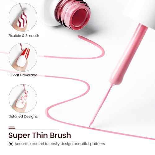JODSONE 10pcs Nail Art Gel Liner,3D Effect Gel Nail Polish Thin Brush Painted DIY at Home Salon Design Gift for Girls