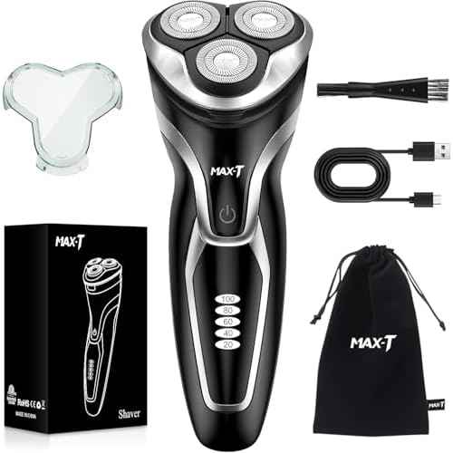 MAX-T Electric Razor for Men, 4D Rotary Shaver Razor for Men, Rechargeable Wet & Dry Shaver with Pop-Up Trimmer, IPX7 Waterproof, Type-C, Plug & Play