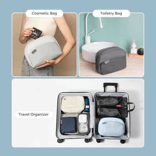 pack all Travel Toiletry Bag, Multi-Compartment Cosmetic Bag, Water-Resistant Makeup Bag for Toiletries, Accessories (Charcoal Gray)