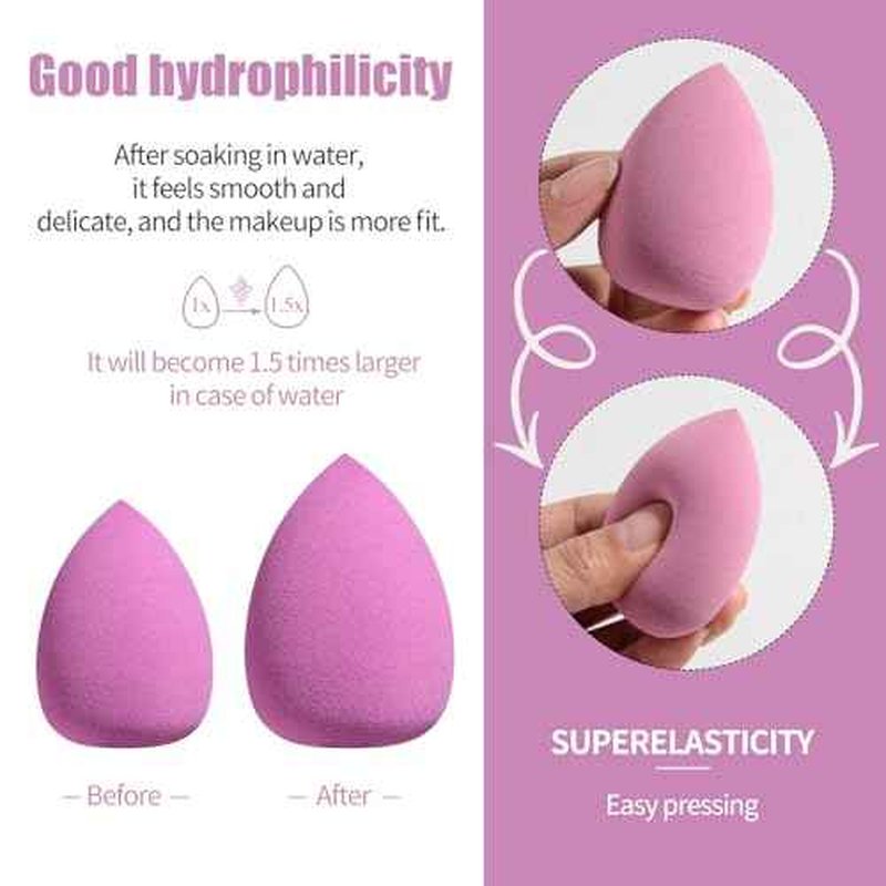 BS-MALL 10 Pcs Premium Makeup Sponges For Foundation - Beauty Blender Sponge Set With Finger & Triangle Puffs For Multi-purpose Use, Travel Essential & Daily Makeup (Diamond)